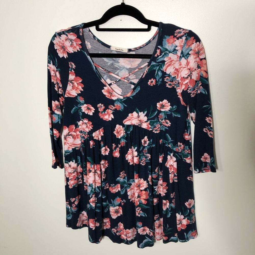 Floral Peplum Criss Cross front top